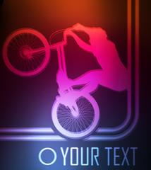 Professional trial mountain bike neon background vector
