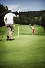 Obraz premium Two golfer on green