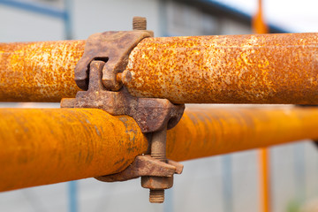 rusty scaffold in a construction site