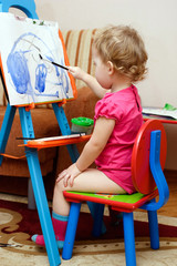 little child is painting