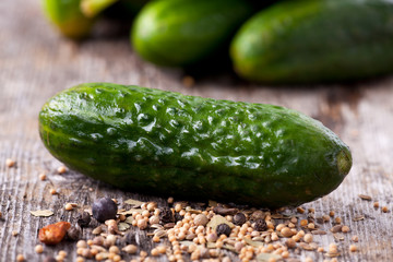 closeup of raw gherkins