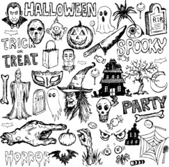 Halloween collection element hand drawn doodles