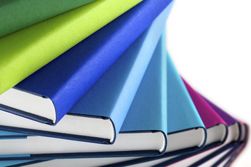 Macro of multi-colored stack of books