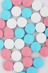 Pills on the white white background