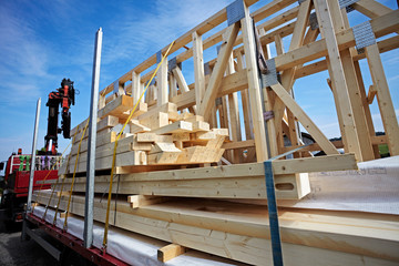 prefabricated framework on a truck