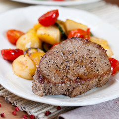 Steak with roasted vegetables