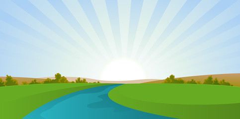 Fototapeta premium Cartoon River Poster