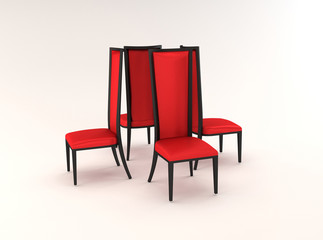 Obraz premium Four chairs isolated on white background
