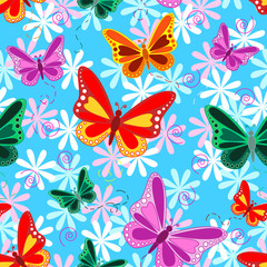 Fototapeta na wymiar Colorful seamless butterfly pattern
