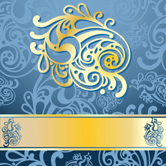 vector seamless vintage pattern with single golden element in fr