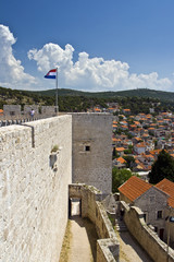 Stonewall and view on Sibenik from St.Micheal fortress
