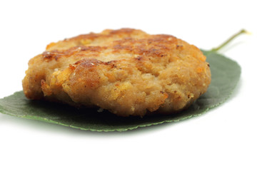 Cutlet on the green leaf