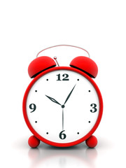 beautiful image, the red alarm clock on white background