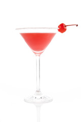 Delicious fruit cocktail with cherry isolated.