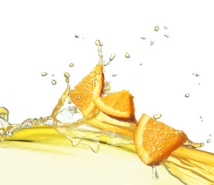 orange slice in juice stream