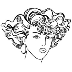 Hand-drawn fashion model. Vector illustration. Woman's face