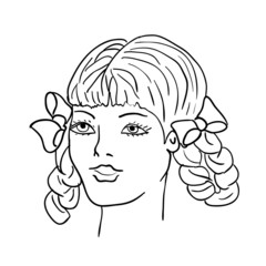 Hand-drawn fashion model. Vector illustration. Woman's face