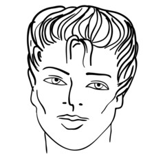 Hand-drawn fashion model. Vector illustration. Man face
