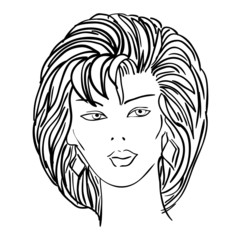 Hand-drawn fashion model. Vector illustration. Woman's face
