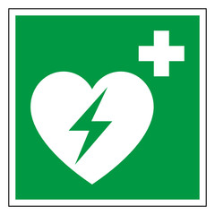 Rettungszeichen Defibrillator Piktogramm Zeichen Symbol - obrazy, fototapety, plakaty