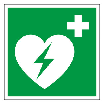 Rettungszeichen Defibrillator Piktogramm Zeichen Symbol