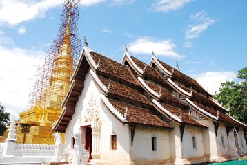 Traditional Thai architecture  of old Buddhist church, Thailand