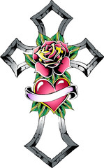 cross with rose design