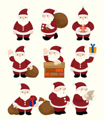 Obraz na płótnie Canvas cartoon Święty Mikołaj Boże Narodzenie zestaw ikon.
