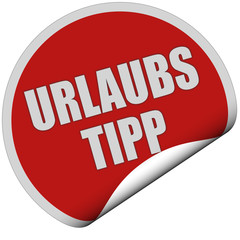 Sticker rot rund Curl unten URLAUBSTIPP
