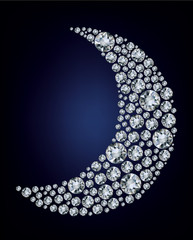 moon shape made up a lot of diamond - 34383091