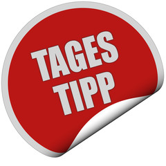 Sticker rot rund curl unten TAGES TIPP