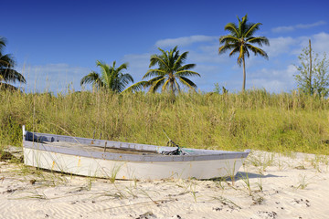 Fototapeta na wymiar Łód¼ na plaży w różowym gubernatora Port