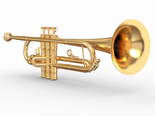 Golden trumpet. 3d