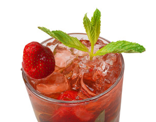 Mojito strawberry cocktail. closeup