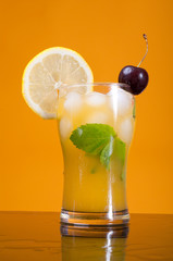 tropical cold cocktail  closeup