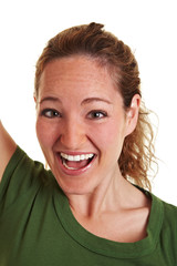 Jubelnde junge Frau