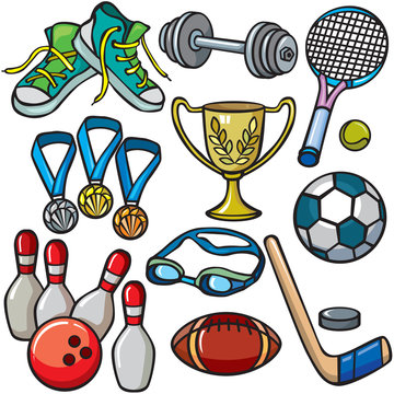 Sports equipment icon set
