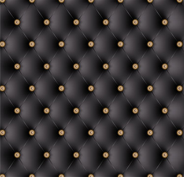Capitonn&eacute; noir boutons fantaisie-1