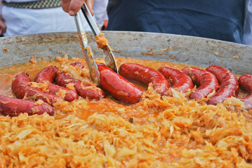 Polish dish: stewed cabbage and sausages