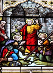 Vitrail de l'&eacute;glise Saint-Seine &agrave; Corbigny en Bourgogne	