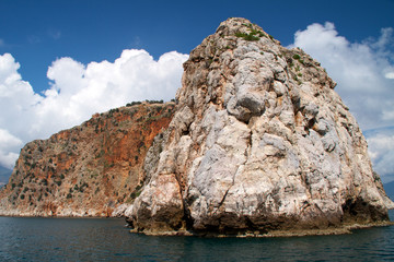 Naklejka premium Rock and Mediterranean sea in Turkey