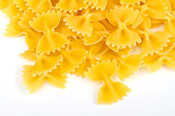 close up of a dried italian pasta on white background