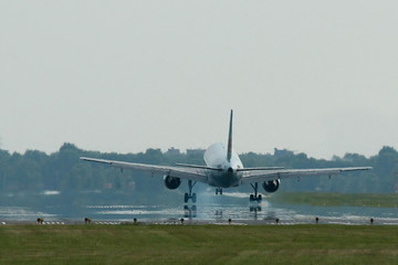Fototapeta na wymiar Airplane landing