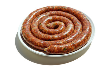 Links of home made spicy Italian sausage with fresh herbs