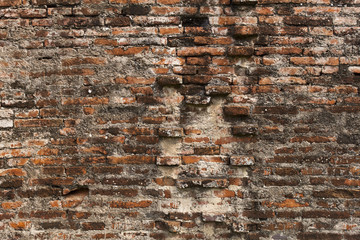 Old Red brick wall In Thailand