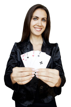 Woman with playing cards