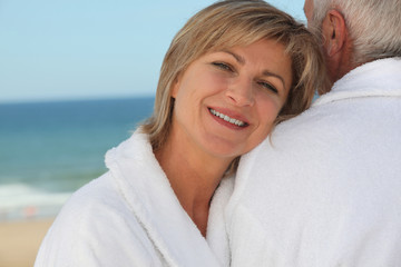 Couple relaxing at the beach