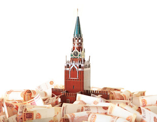 Model of the Moscow Kremlin in the background of five thousandth