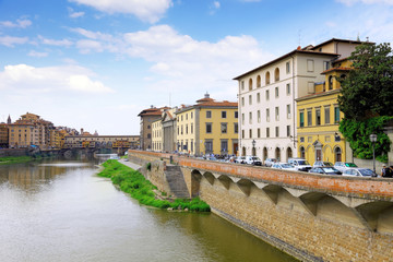 Arno river in Florence,Tuscany, Italy. Panorama
