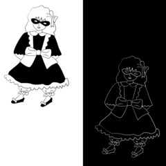 Girl in mask (set of 2 monochrome variations)